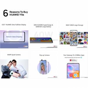Huawei Y9A, 128GB + 8GB RAM, 4200 MAh, 6.63" Display (Dual SIM) - Midnight Black