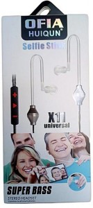 Ofia Huigun X11 Selfie Stick Universal SuperBass Earphones - White 